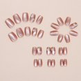 thumbnail image 4 of Press on Nail Square Fake Nail with Plaids Designs Cats Eye Glossy Stick on Nail Glues on Acrylic Nail for Women Girls, 4 of 4