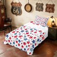 thumbnail image 3 of Manfei Watercolor Patriotic Stars Twin Sheets, USA Flag Bedding, Red Blue White, Polka Dots Reversible 3pcs (1 Flat Sheet, 1 Fitted Sheet and 1 Pillowcase), 3 of 6