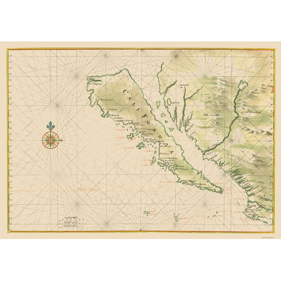 Historic State Map - California - 1650 - 23 x 32.68 - Vintage Wall Art