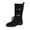 Black, variant on Women's Suede Low Chunky Heel Slouchy Mid-Calf Boots Fashionable Wide Toe Lace Up Adjustable Multi-Buckle Strap Biker Motorcycle Riding Boots Comfort Block Heel Autumn Winter Shoes
