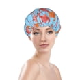 thumbnail image 3 of Kdxio Flamingo Print Shower Cap for Women,Elastic and Reusable,Double Waterproof Layers Bathing Hat, 3 of 9