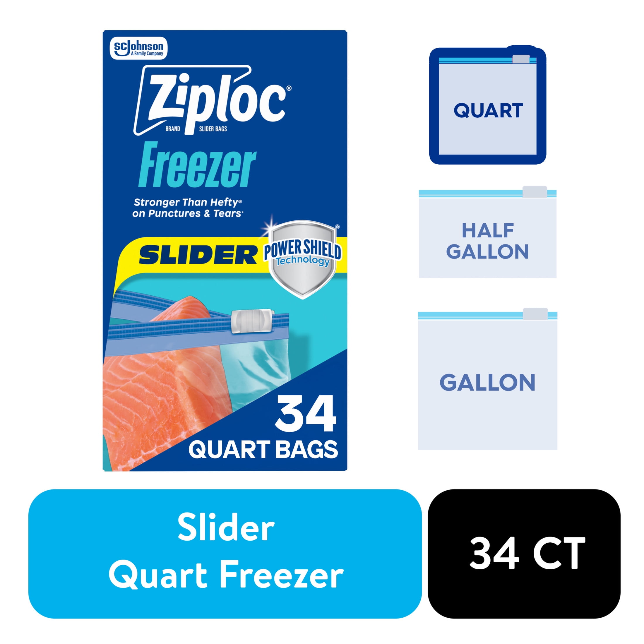Ziploc Freezer Bags with New Grip 'n Seal Technology, Quart, 38