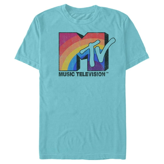 Men's MTV Rainbow Logo  Graphic Tee Tahiti Blue Large