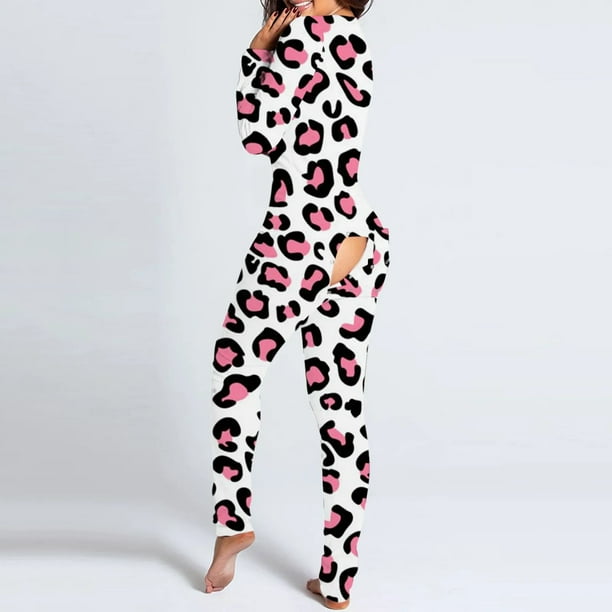 Mono con estampado para mujer, Conjunto de pijama con botones y pantalones cortos, ropa de dormir cálida, camisón de manga larga