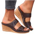 thumbnail image 3 of NOKIO Wedge Sandals for Women Women's Beach Slope Heel Slippers Hollow Casual Slippers Slope Bottom Shoes Retro Sandals Women’s Platform Wedge Sandals Open Toe Buckle Casual Sandal, 3 of 9