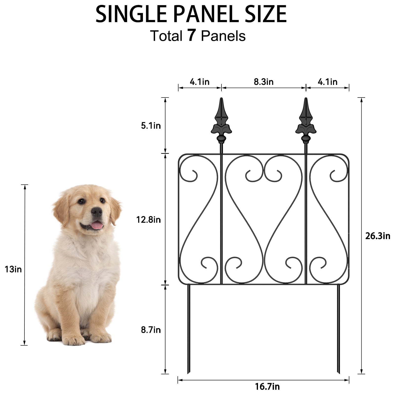 Oumilen 23.5 "H x 10 Ft Square No-Dig Decorative Garden Fence Animal Barrier with Patterned Round Wire