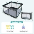 thumbnail image 4 of OLAKIDS Baby Playpen, 50x50 Foldable Large Baby Playard for Toddlers with Gate, Soft Visible Mesh, Indoor Outdoor Kids Activity Center Baby Fence with 4 Handlers 50 Ocean Balls (Black), 4 of 9