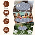 thumbnail image 7 of Purple Beige Dandelion Round Tablecloth, Fitted Table Cover with Elastic for 55"-60" Round Tables, Farmhouse Botanical Blossom Table Cloth Outdoor Indoor Dinning Party Waterproof Tablecloths, 7 of 7