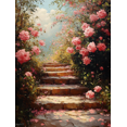 thumbnail image 1 of Qisvanset 12x16 Inch Rose Garden Path Oil Painting Canvas Wall Art, Lush Blossom Nature Scenery Peaceful Home Decor, 1 of 8