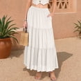thumbnail image 2 of Ediodpoh Womens Skirts Summer Casual Smock Layered Tiered High Waisted A Line Flowy Long Skirt with Pockets and Maxi Skirts for Women White M, 2 of 6