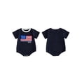 thumbnail image 2 of BemeyourBBs Newborn Baby Boy Girl 4th of July Outfit Infant Baby Independent Day Patriot Clothes Waffled Bubble Romper Stripe America Flag Short Sleeve Bodysuit Baby Boy Girl Summer Clothes, 2 of 8