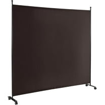 YANG2 Room Divider Large Single Panel, 73''W x 73''H Privacy Screen with Lockable Wheels, Rolling Room Divider Panel for Home Office Studio, Partition Fabric Wall Divider for Room Separation, Brown