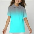 thumbnail image 2 of Lumtrix Girls' Short Sleeve School Uniform Polo Shirts Casual Loose Fitting Tie Dye Print Sport Tops Blouse for 2-14 Y Cyan 140, 2 of 5
