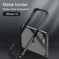 thumbnail image 2 of Hybrid Silicone Frame Aluminum Metal Phone Case For iPhone 15 14 13 12 Pro Max Better Heat Bumper Titanium For i14Pro, 2 of 6