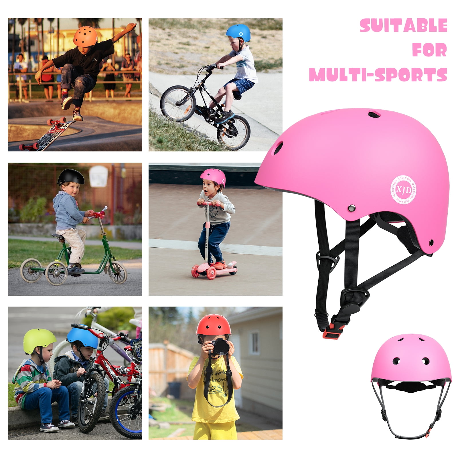 XJD Kids Bike Helmet Toddler Helmet for Kids,Multi-Sport Protective Gear Set for 3-5-8 Years Boys Girls Child Cycling Helmet with Knee Pads Elbow Pads Wrist Guards