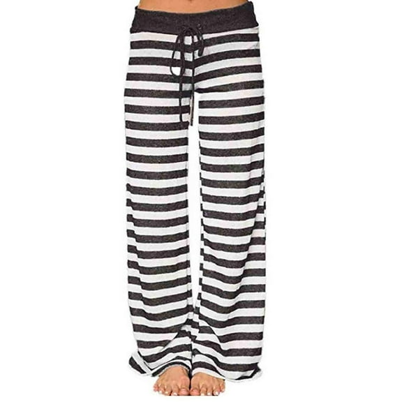 yunLCZ Womens Dress Pants Women's Comfy Casual Pajama Pants Floral Print Drawstring Palazzo Pants Wide Leg Business Work Casual Pants