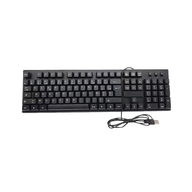 108 Keys Waterproof Multiple Languages Ergonomic USB Wired Keyboard for PC Laptop - Black C