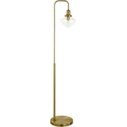 Zariza Arc Floor Lamp with Glass Shade in Brass/Clear