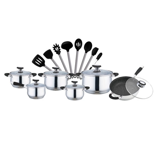 Batería de Cocina 12 Pz Omania Negra con Utensilios Fraciel