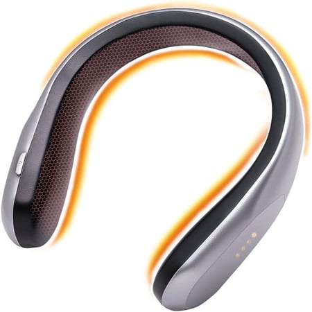 Wearable USB Rechargeable Neck Heater for Cold Winters, 4 Heat Settings, Cordless Personal Heating Scarf - Silver