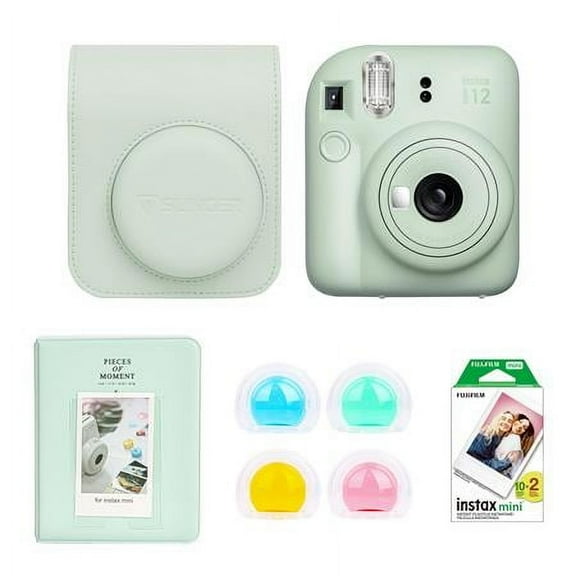Instax Mini 12 Instant Film Camera, Mint Green, Bundle with Accessory Kit and Twin Pack Daylight Film