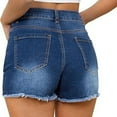 thumbnail image 4 of FUNUONY Jean Shorts Womens High Waisted Stretchy Mom Two Buttons Frayed Raw Hem Ripped Denim Shorts Distressed Shorts for Women Denim Pants Womens Jeans Spring Break Fashion Beach Vacation Clothes Su, 4 of 6