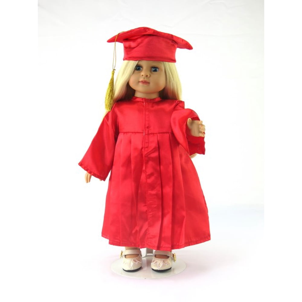 Red Graduation Cap, Gown, and Diploma Fits 18" American Girl Dolls