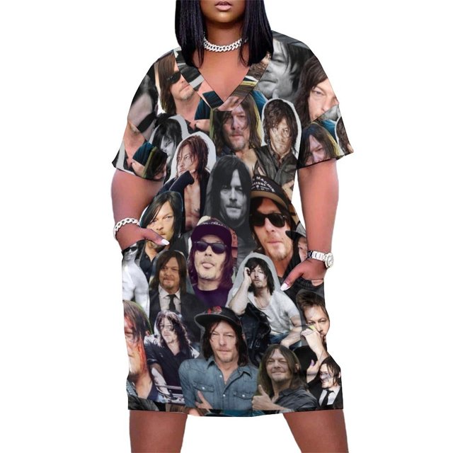 Vestido holgado con bolsillo para mujer traje elegante de estilo veraniego con diseño de Collage de Reedus
