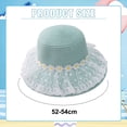 thumbnail image 2 of Sombrero de paja para niños de 52 a 54 cm de circunferencia, sombrero de crisantemo de encaje y bolso de paja, sombrero de lavabo de verano, sombrero protector solar, verde lago, 2 of 5