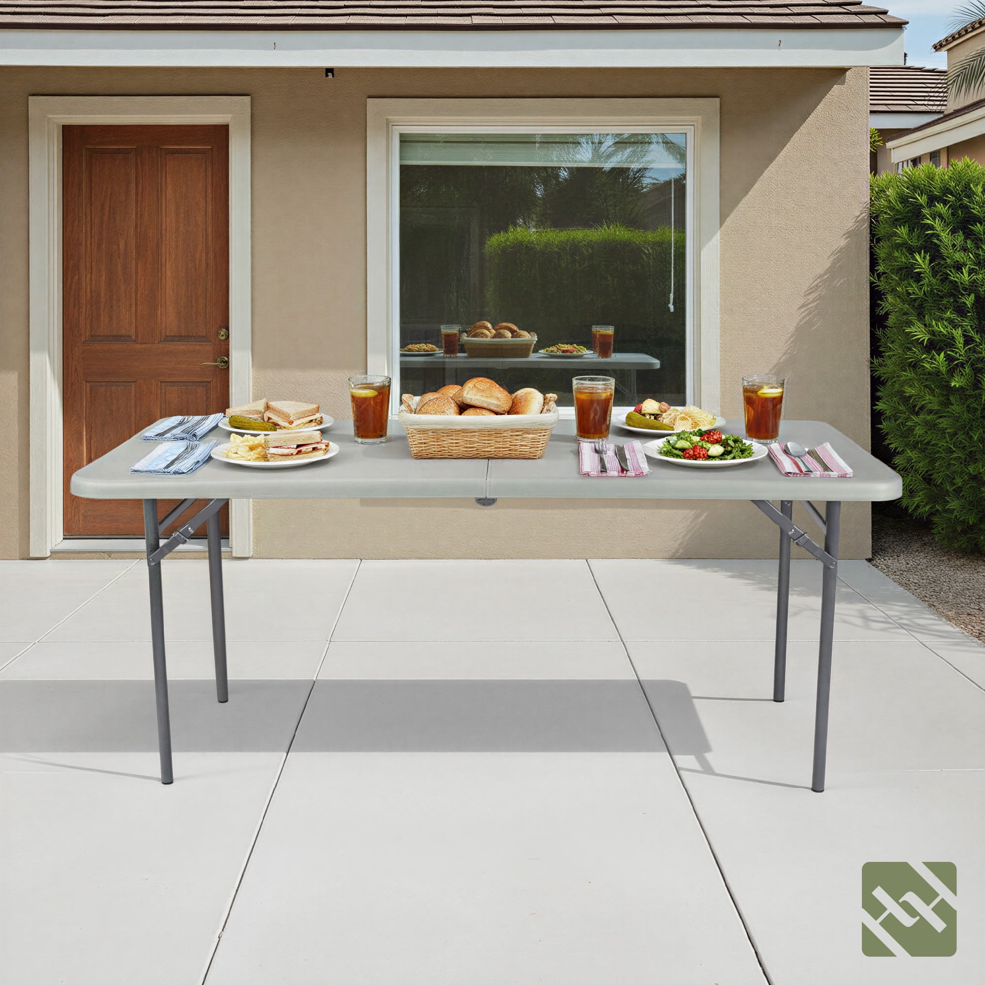 Hampden Furnishings Premium Seating Plastic Fold in Half Table 30”x 72” Indoor/Outdoor
