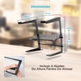 thumbnail image 4 of Soporte Ajustable para Laptop Pyle, Elevador de 16 cm a 27.6 cm para Monitor o Escritorio de Computadora con Estante de Almacenamiento y Alineación de Altura para DJ, PC, Gaming, Casa u Oficina, 4 of 7