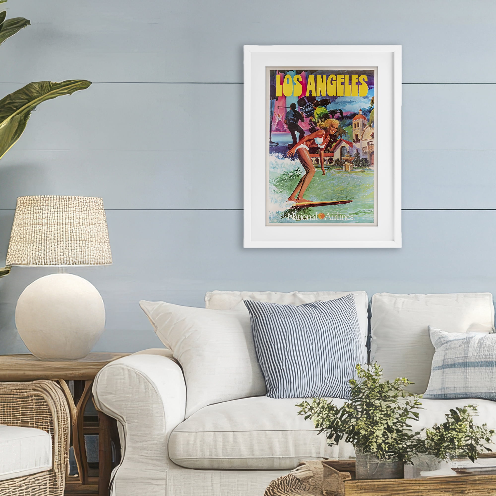 Stupell Industries Vintage Los Angeles Travel White Framed Print Under Glass, design by Vintage Posters