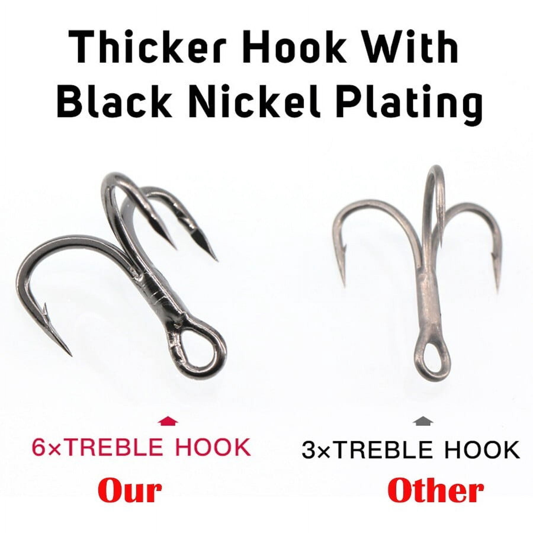50PCS 6x Strong Fishing Hooks Treble Hooks for Hook Upgrade Cutting Blade Short Shank