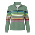 thumbnail image 6 of Tqcoqu Half-Zip Collar Fashionable Rainbow Striped Sweatshirt, Women V Neck Long Sleeve for Fall & Winter, 6 of 6