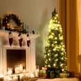 thumbnail image 3 of Costway 7.5ft Snow Flocked Unlit Artificial Pencil Christmas Tree Hinged w/ Pine Cones, 3 of 9