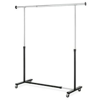 Whitmor Adjustable Rolling Expandable Garment Rack, Metal, Black and Chrome