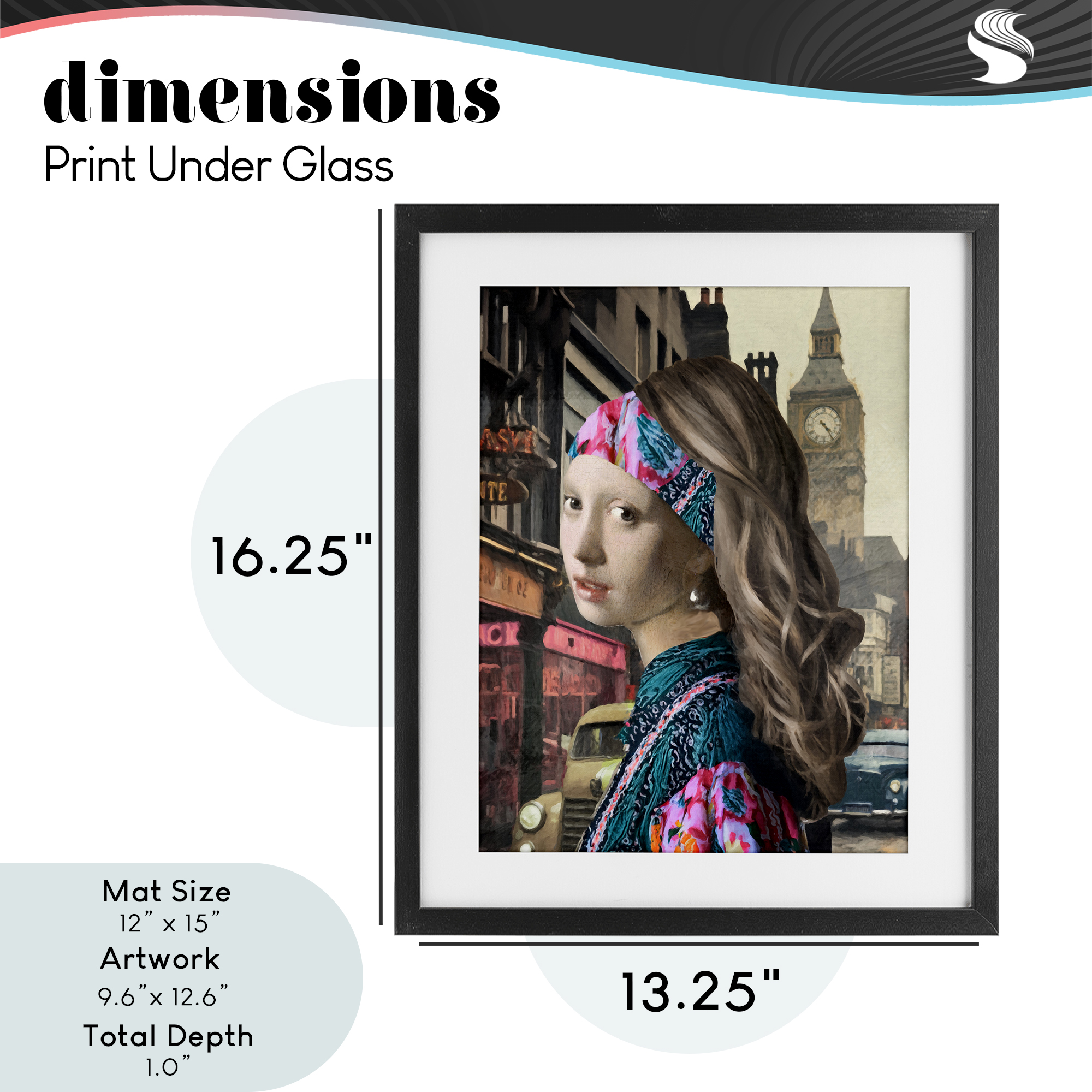 Carnaby Street Remix Painting Black Framed Print Under Glass, design by Sasha