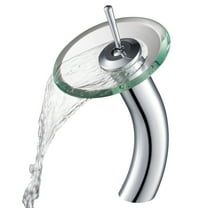 KRAUS Tall Waterfall Bathroom Faucet for Vessel Sink with Clear Glass Disk, Chrome Finish