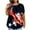 Black, variant on Fesfesfes Plus Size Tops For Women Independence Day V-Neck Blouse Lace Casual Loose Summer Short Sleeve Blouse Tops 4XL(US:16)