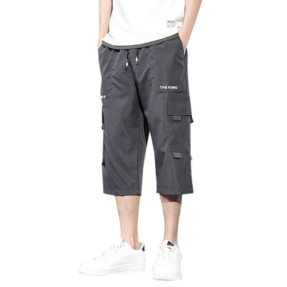 EHQJNJ Cycling Shorts Men Bib Men's Over the Knee Shorts Elasticated Pocket Slacks Mens Short Shorts Sexy,L