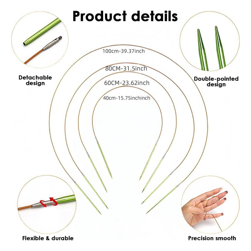 Knitting Needles Set Interchangeable Aluminum Circular Knitting Needles Set 13 Pairs of 4 Inch Aluminum Needles