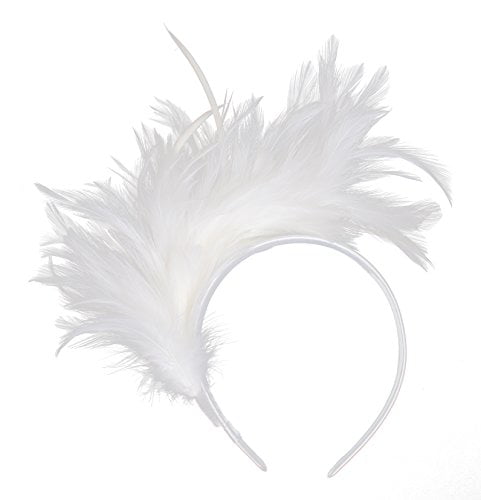 FELIZHOUSE 1920s Fascinator Feathers Headband for Women Kentucky Derby Wedding Tea Party Headwear Girls Flapper Headpiece 