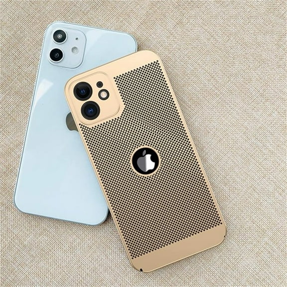 Heat Dissipation iPhone 13 Case (Gold) Breathable Cooling Hollow Cellular Hole Full Camera Lens Protection Ultra Slim Cover