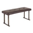 thumbnail image 1 of Roman Industrial Bench in Antique Metal and Espresso Faux Leather Cushion by LumiSource, 1 of 6
