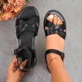 thumbnail image 2 of HVOBTTY Women's Summer Fashion Casual Soft Sole Convertible Closed Heel Peep Toe Beach Sandals Comfortable Shoes Black, 43, 2 of 5