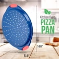 thumbnail image 2 of NutriChef Non-Stick Pizza Pan - Deluxe Nonstick Blue Coating Inside & Outside With Red Silicone Handles (Blue), 2 of 6