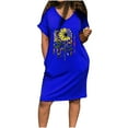 thumbnail image 2 of DailyTrove Women's Sunflower Graphic T-Shirt Dress, Short Sleeve, Casual Picnic & Festival Wear, Mid-Weight Cotton Blend, 2 of 5