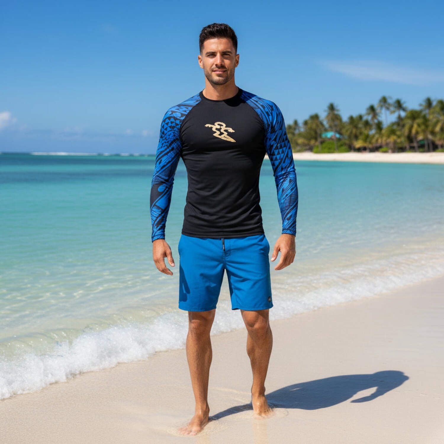 Da Hui Mens Da Hui Midnight Sessions Long Sleeve Rash Guard Water Surf Shirt UPF 50+