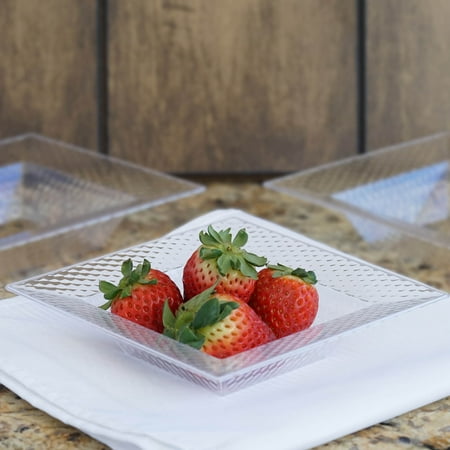 - Efavormart 50 Pcs - Clear Square Party Salad Snack And Fruit Disposable Plastic Bowl For Wedding Event - Honeycomb Collection