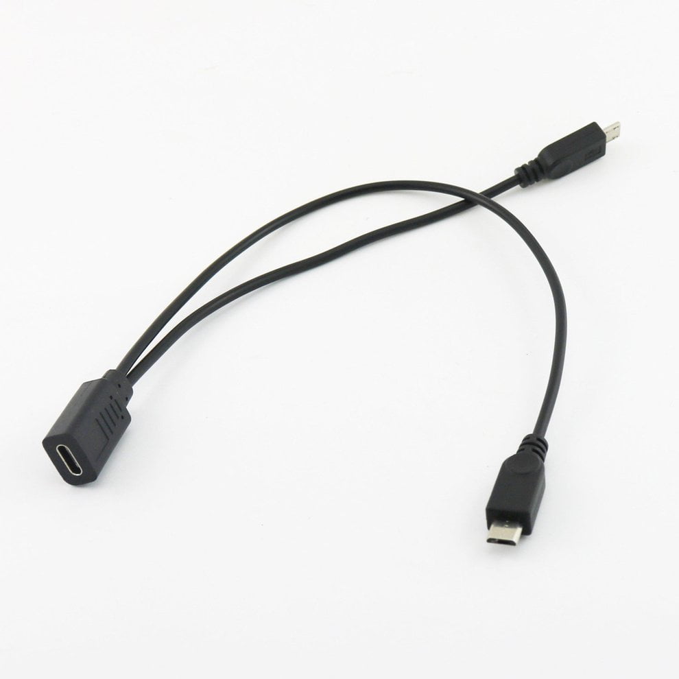 25cm USB A Male to Micro 5pin+Mini B Male Plug Splitter Y Power Data Cable Cord